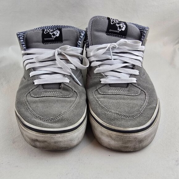 Vans Half Cab Mens 11 Gray Suede Canvas Skate Shoes Checker Steve Caballero - Picture 3 of 10